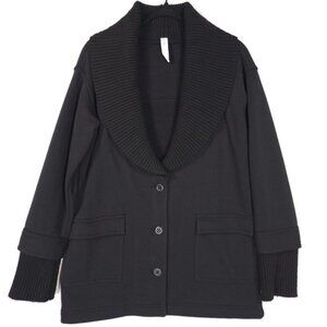 Anthropologie Daily PRACTICE VNeck Cardigan Jacket Black XS Cotton Blend Sweater